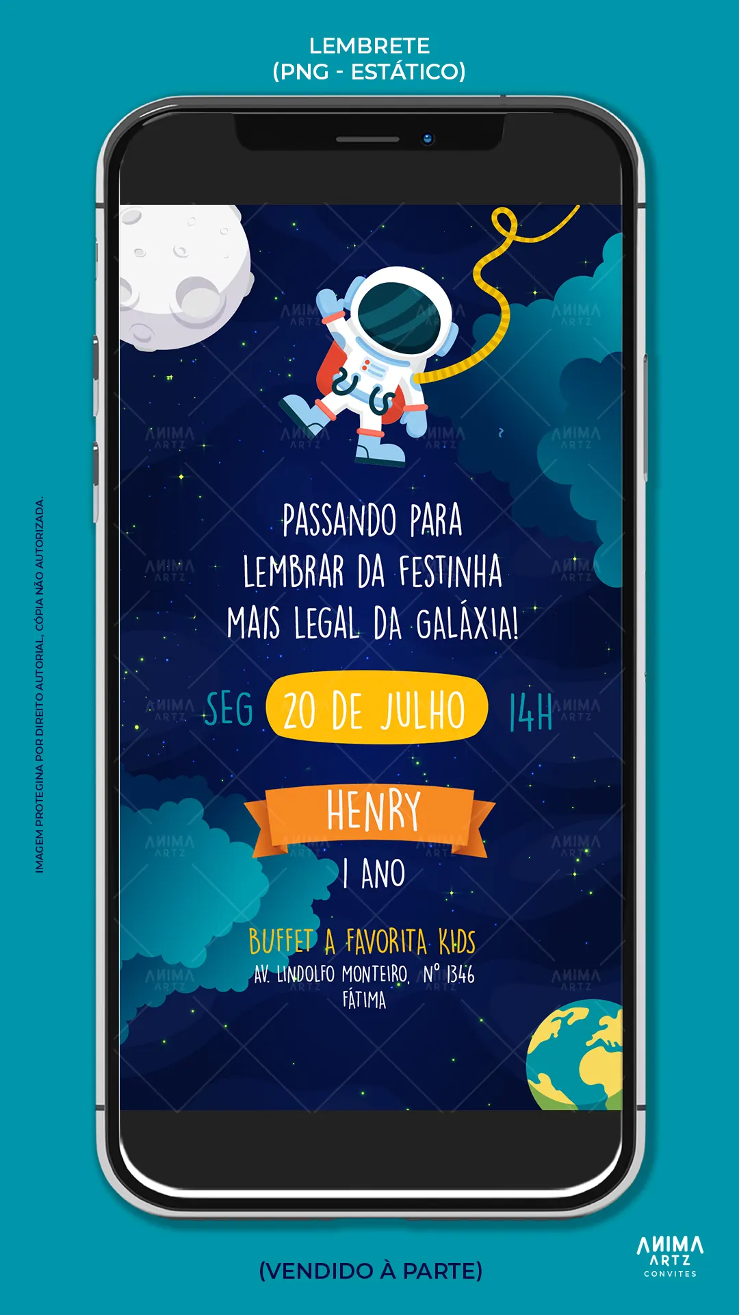 Convite Animado Astronauta Cute - Imagem 5