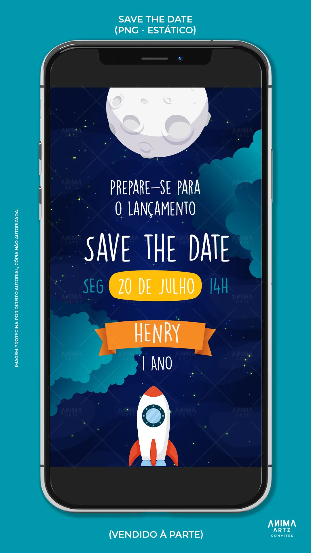 Convite Animado Astronauta Cute - Imagem 3