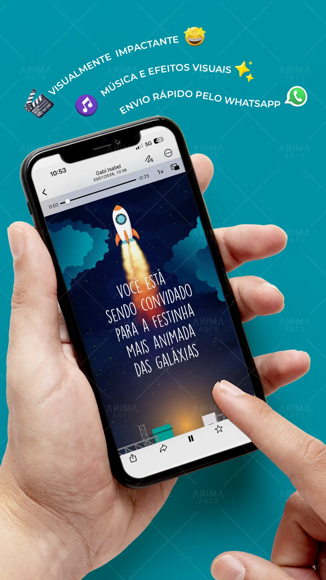 Convite Animado Astronauta Cute